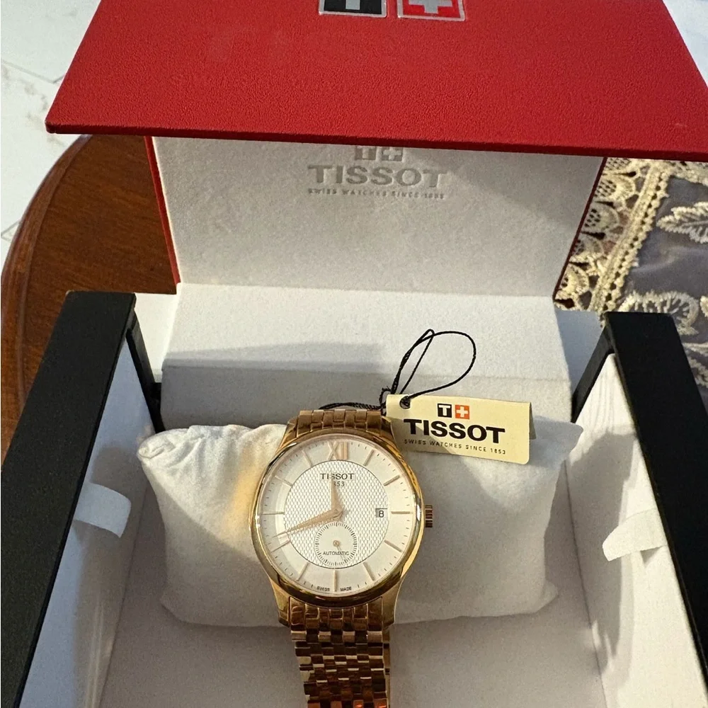 NWT Tissot Tradition Rose Gold and Silver Watch MEN
